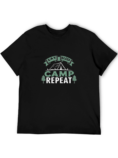 Eat Sleep Camp Repeat Black T-Shirt