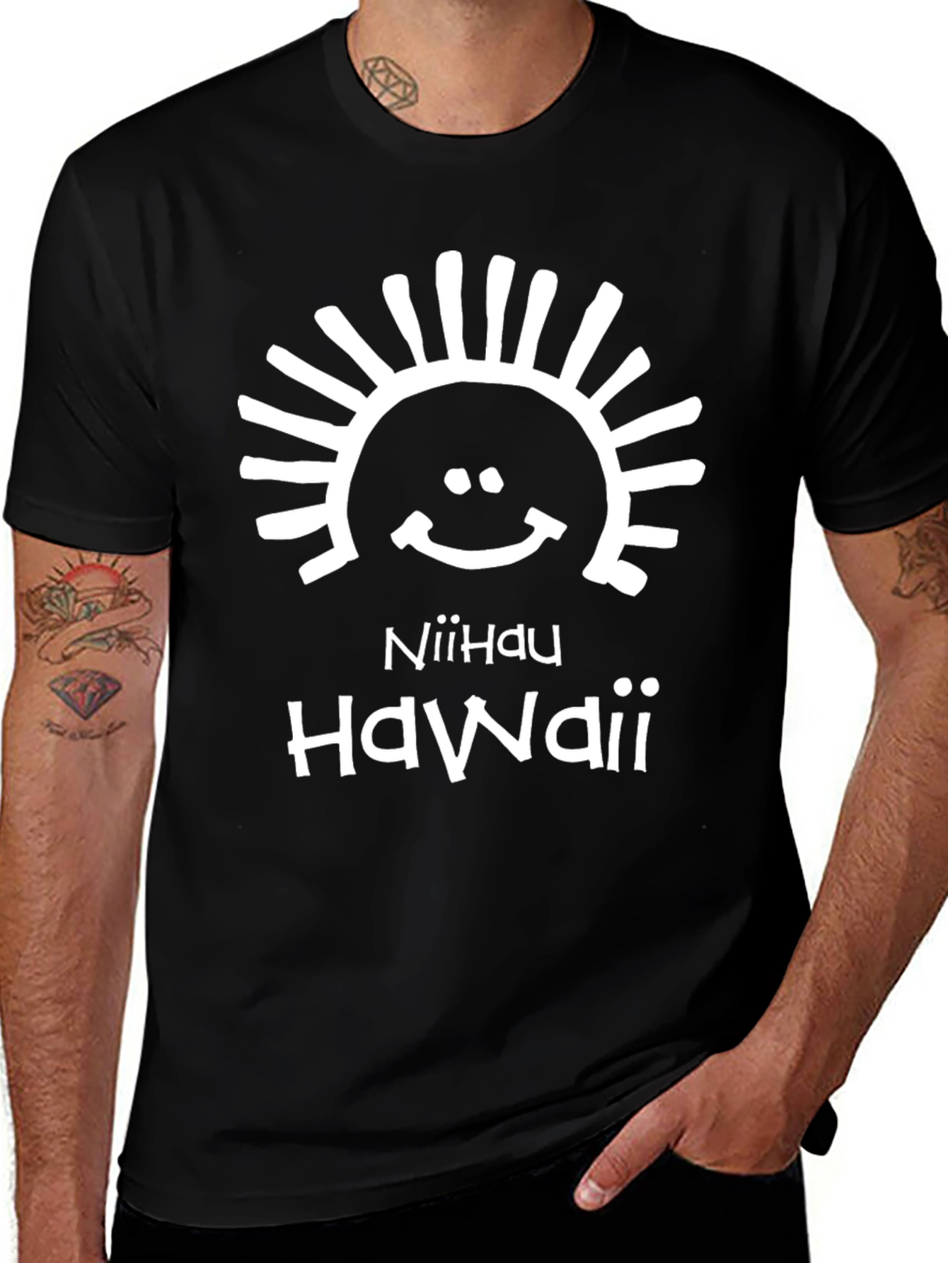 Niihau Hawaii Black Graphic T-Shirt
