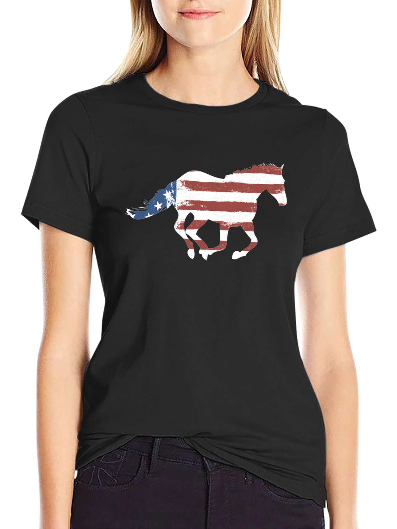 American Flag Horse Graphic Tee