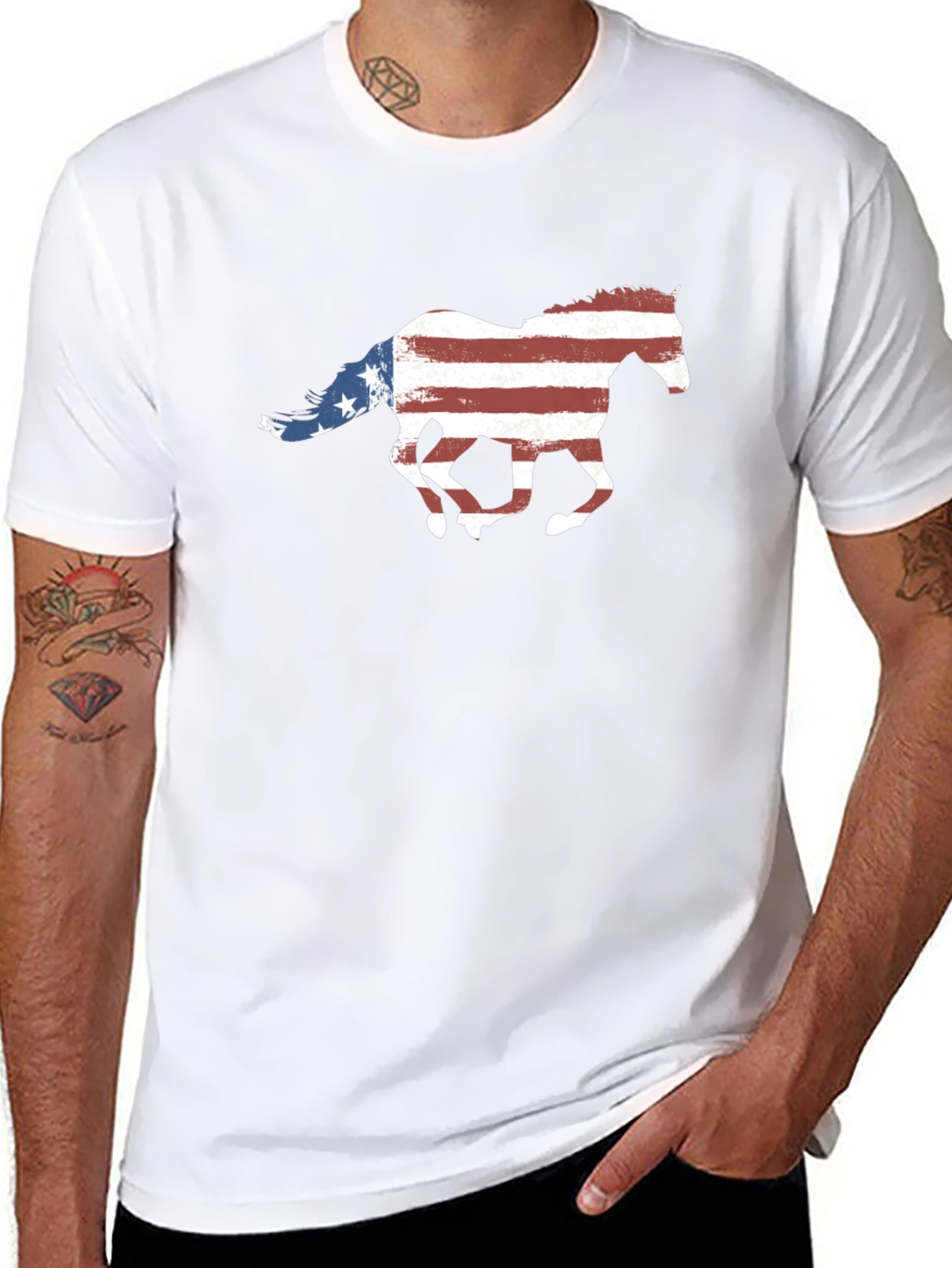 American Flag Horse Graphic Tee
