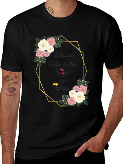 Blessed Mom & Granny Floral Graphic T-Shirt
