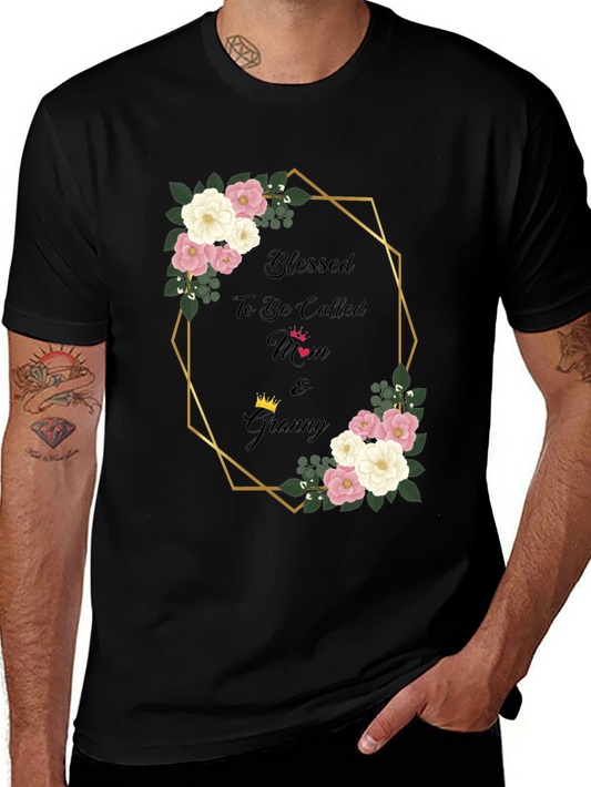 Blessed Mom & Granny Floral Graphic T-Shirt