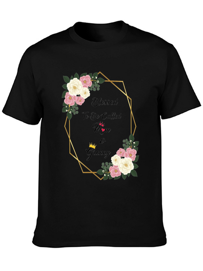 Blessed Mom & Granny Floral Graphic T-Shirt