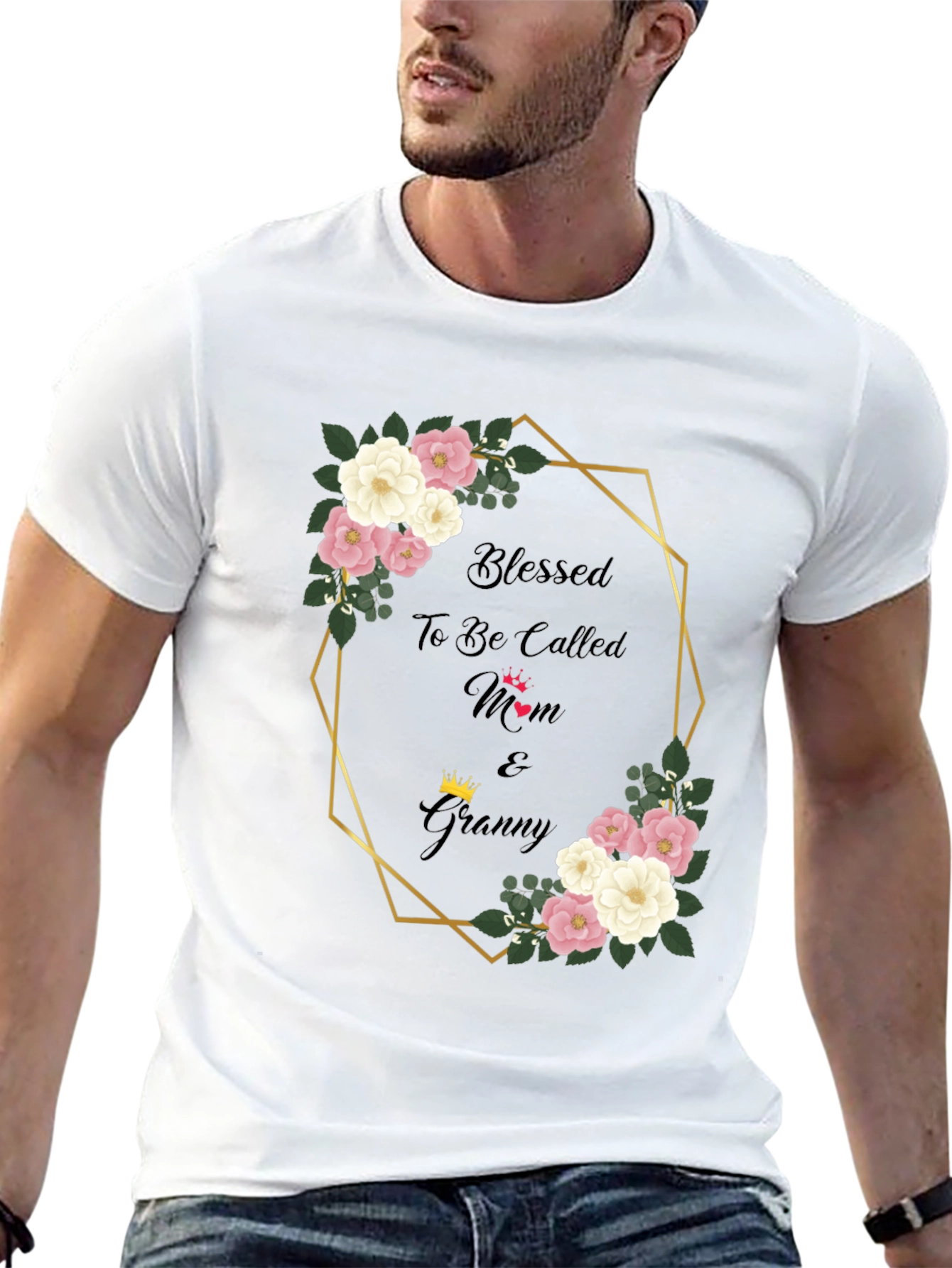 Blessed Mom & Granny Floral Graphic T-Shirt