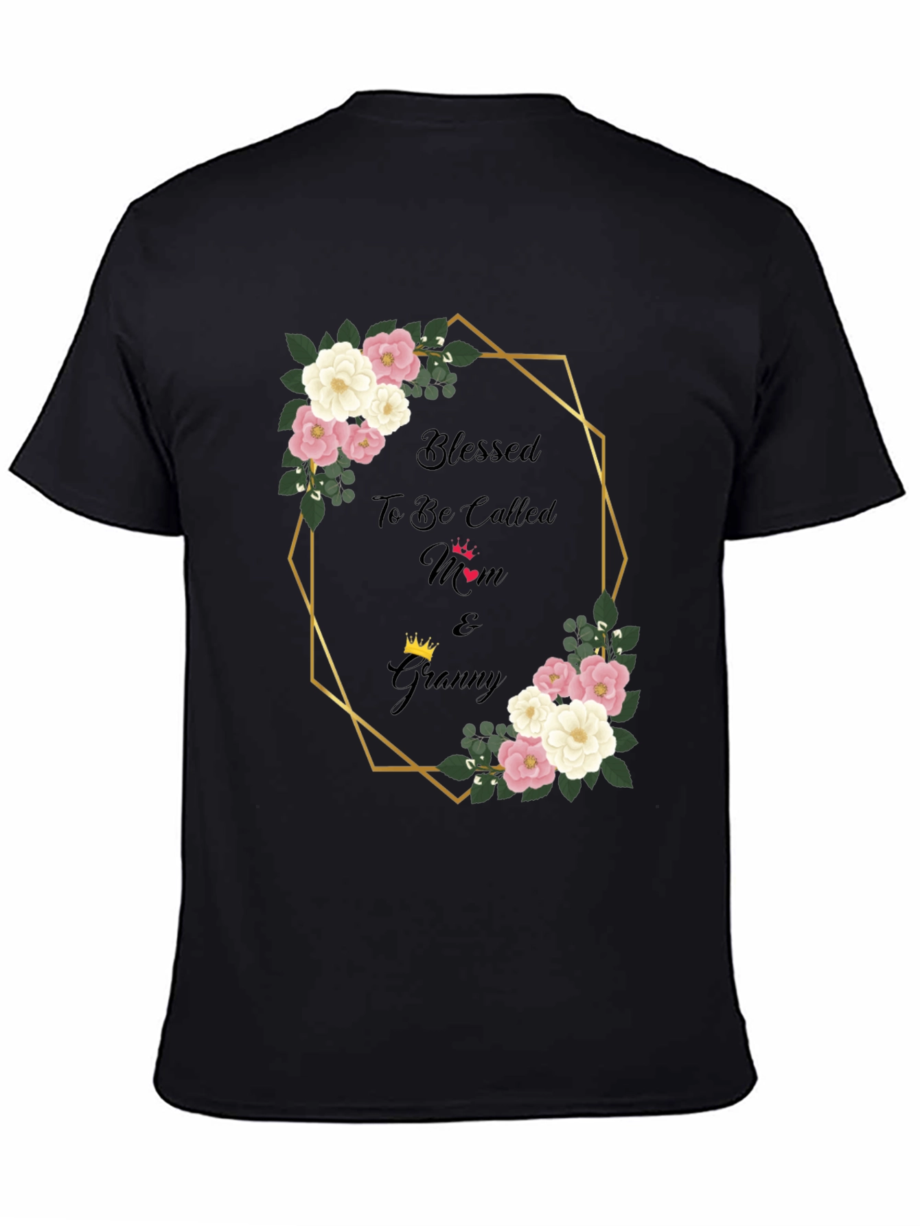 Blessed Mom & Granny Floral Graphic T-Shirt