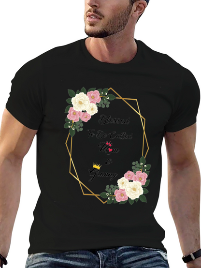 Blessed Mom & Granny Floral Graphic T-Shirt
