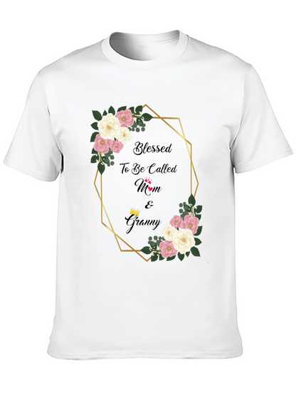 Blessed Mom & Granny Floral Graphic T-Shirt