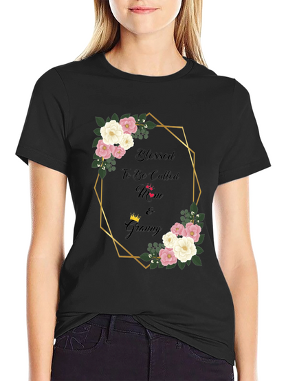 Blessed Mom & Granny Floral Graphic T-Shirt