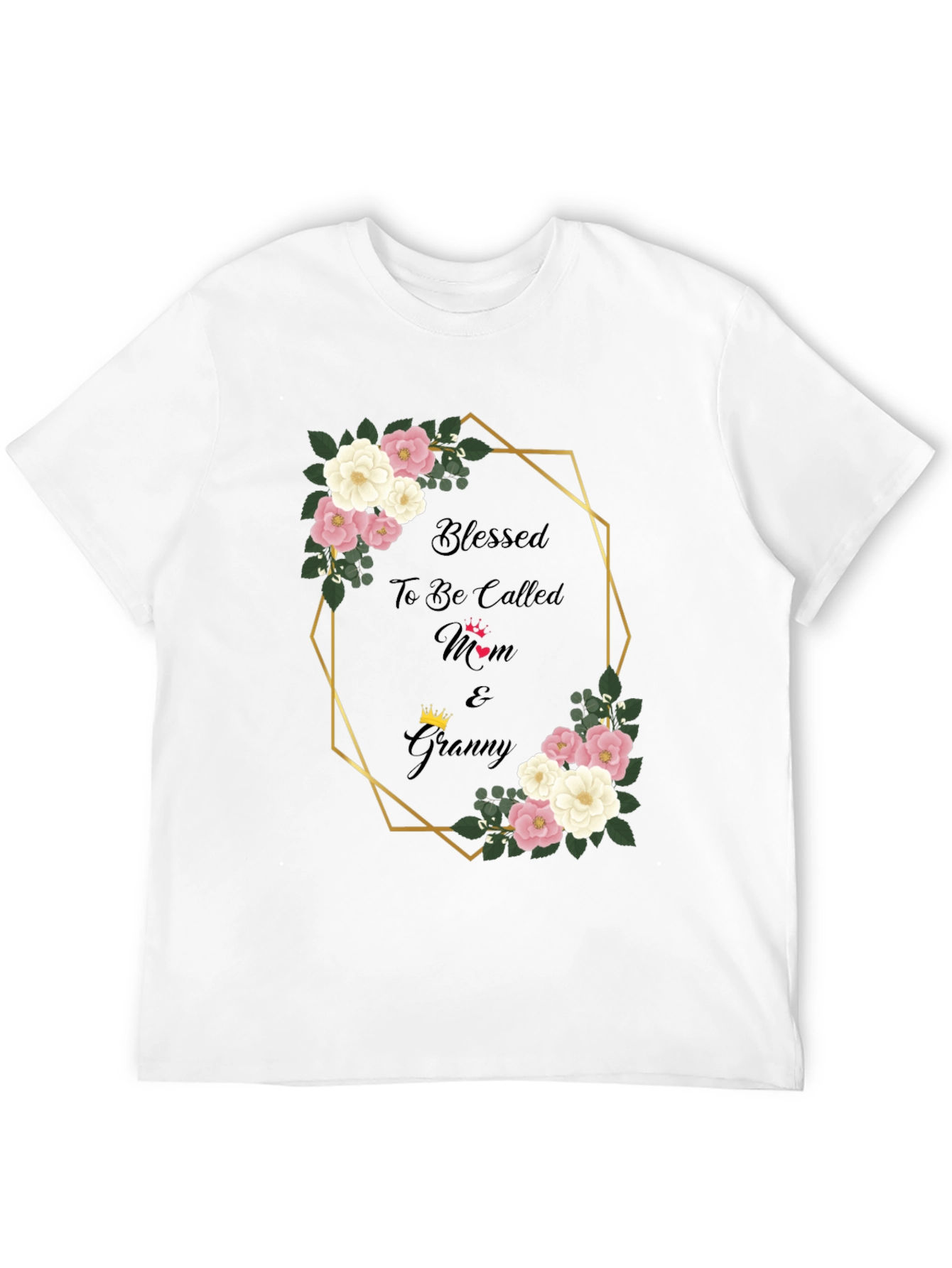 Blessed Mom & Granny Floral Graphic T-Shirt