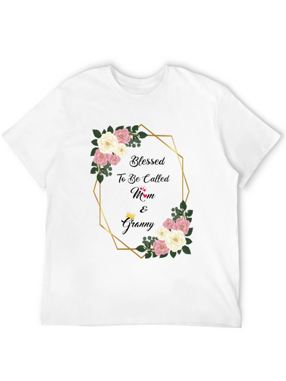 Blessed Mom & Granny Floral Graphic T-Shirt