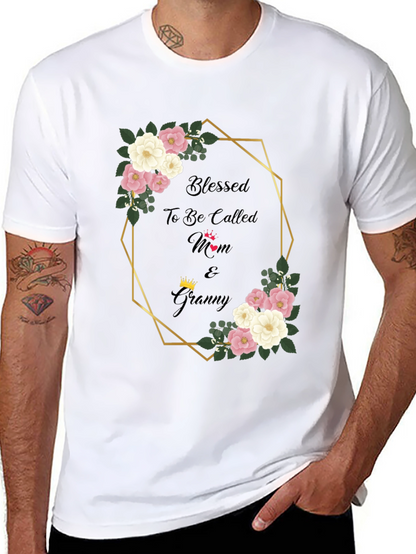 Blessed Mom & Granny Floral Graphic T-Shirt