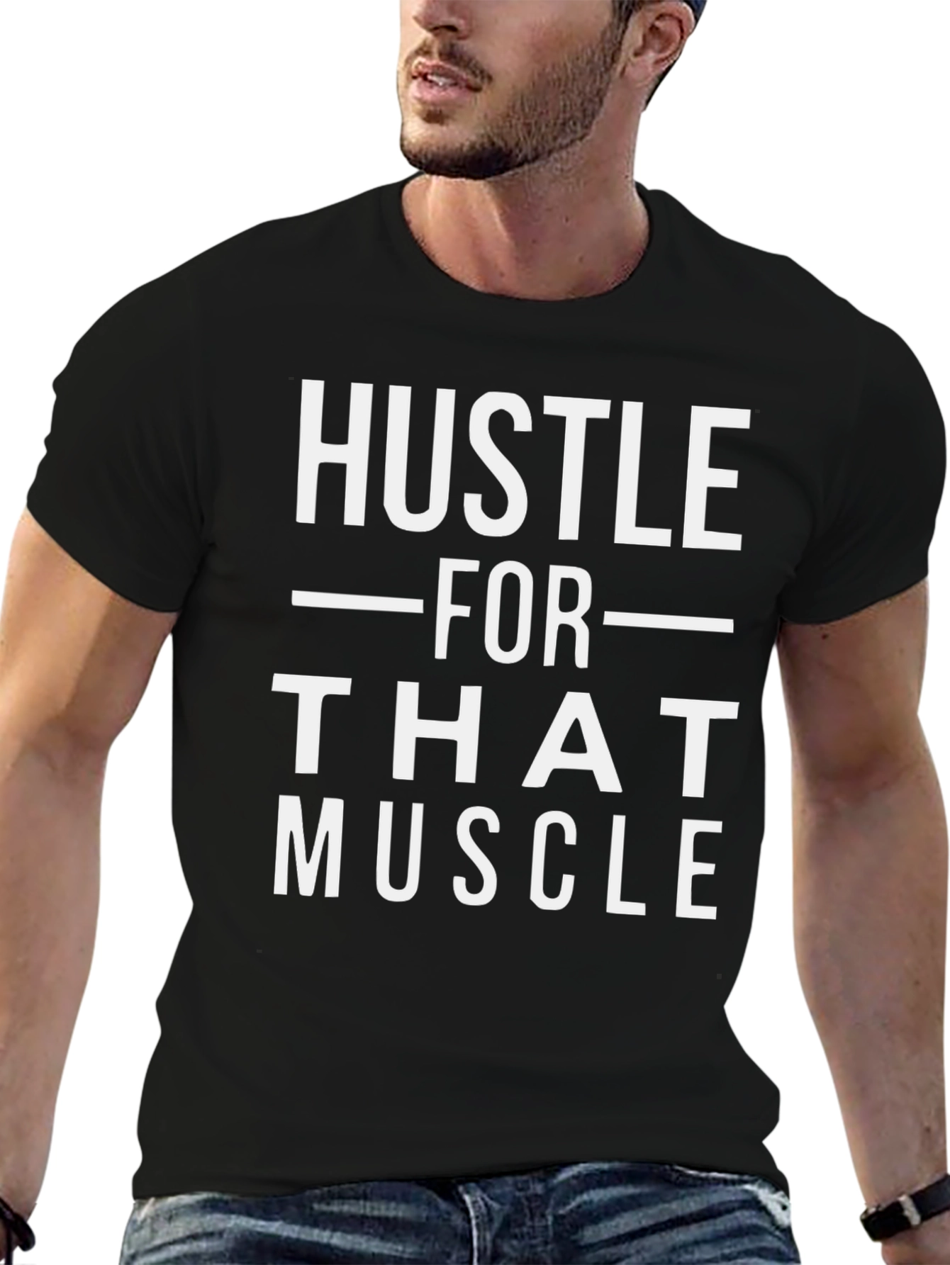 Hustle For That Muscle Graphic Tee - Black