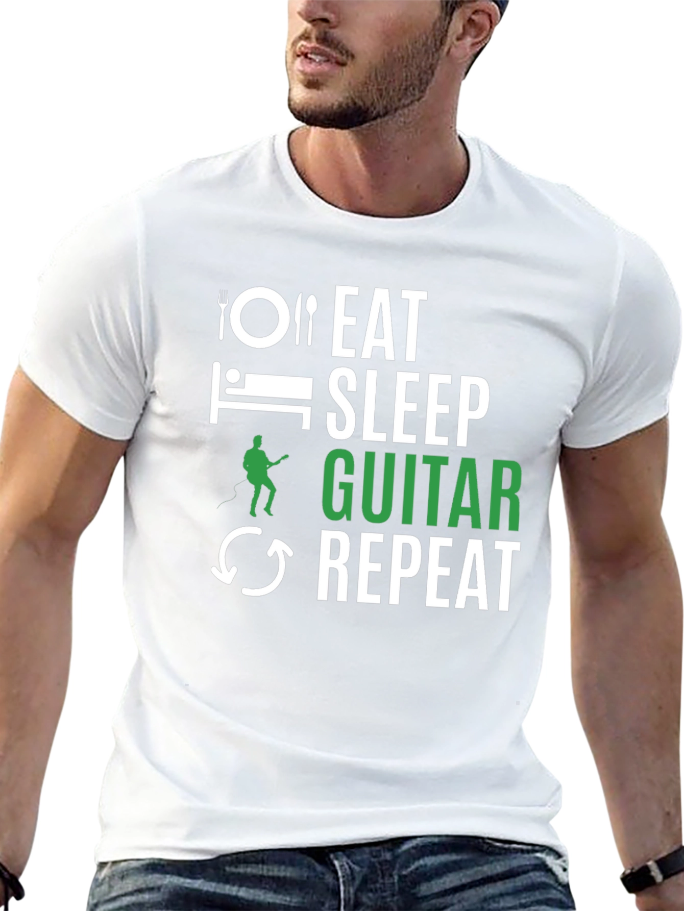 Eat Sleep Guitar Repeat Graphic Tee