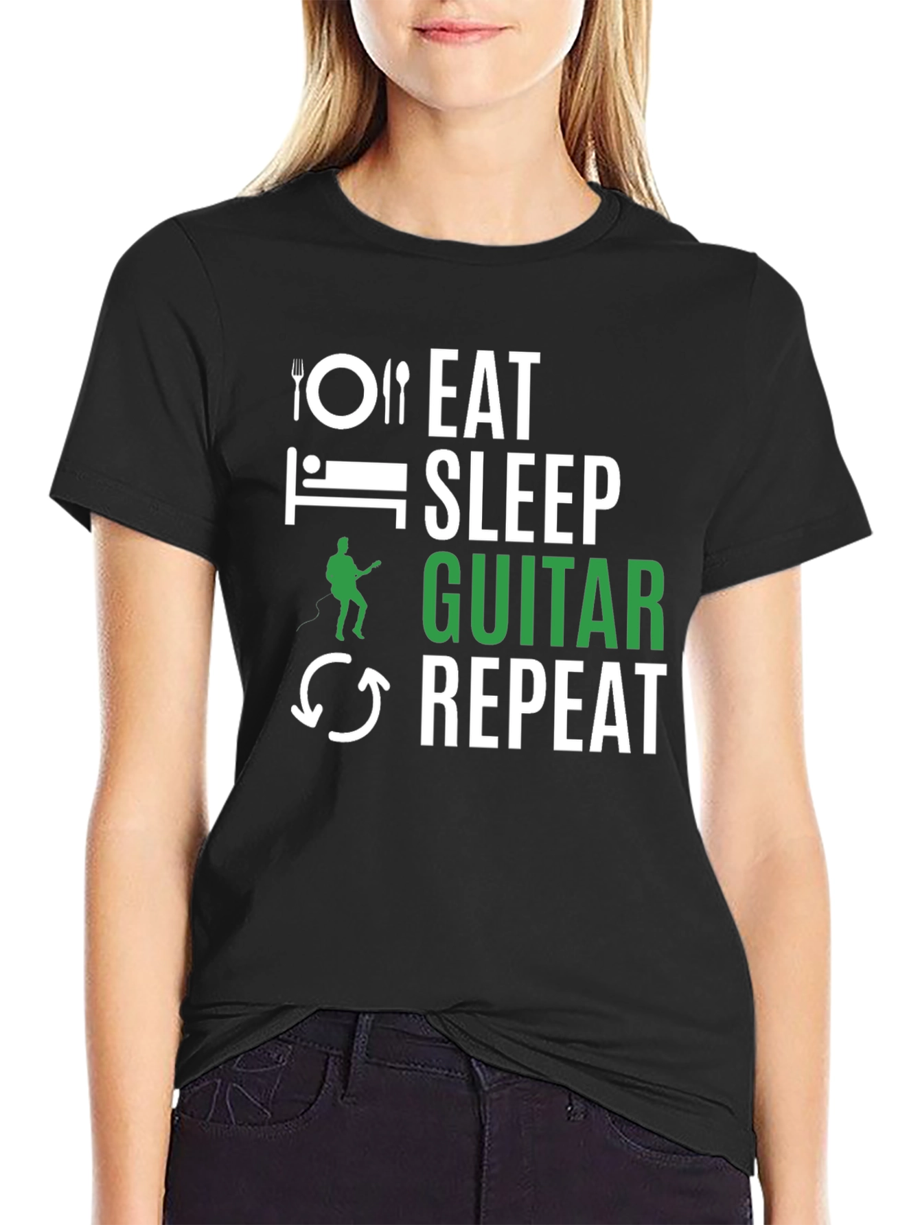 Eat Sleep Guitar Repeat Graphic Tee