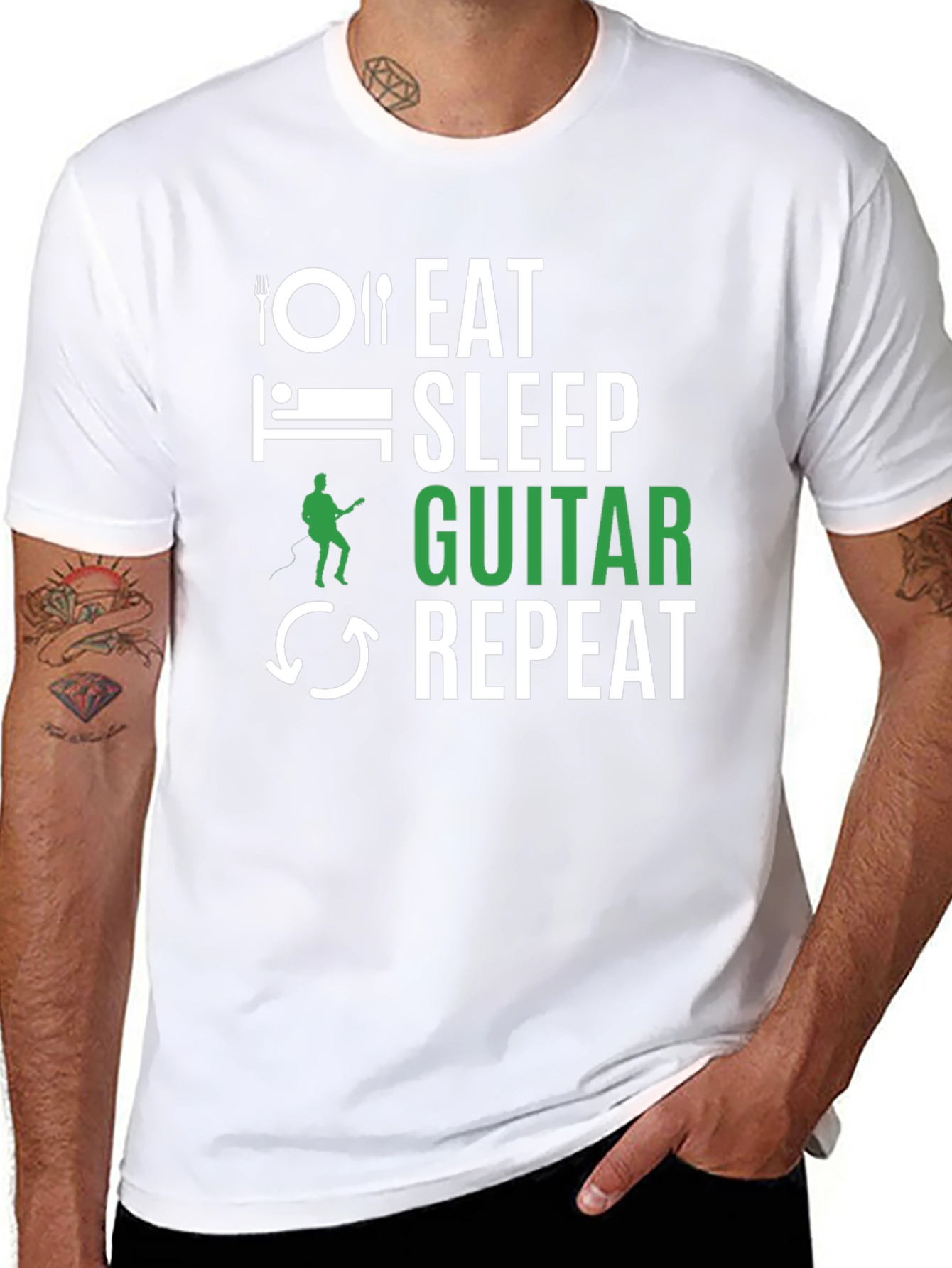 Eat Sleep Guitar Repeat Graphic Tee