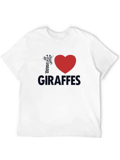 I Heart Giraffes Black Graphic Tee Shirt