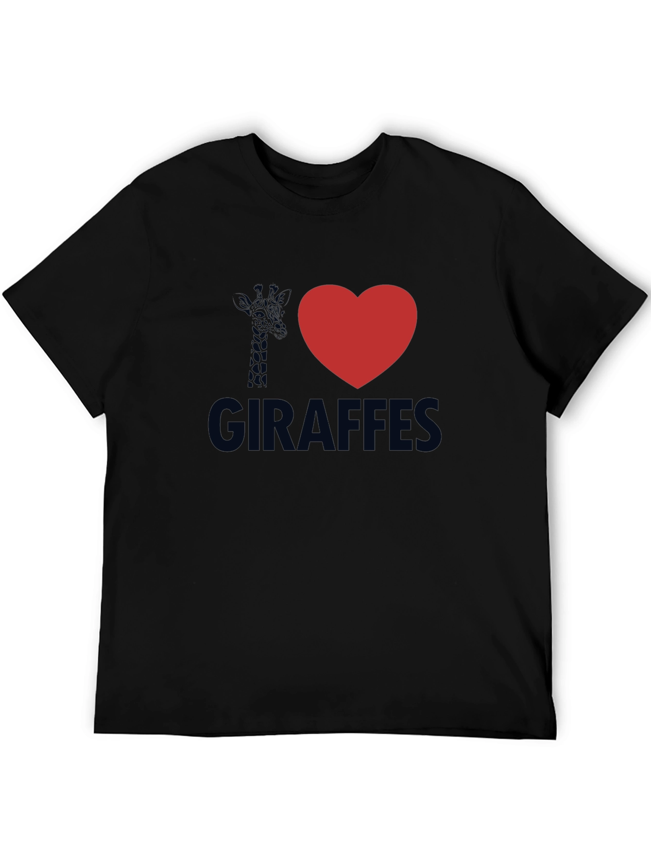 I Heart Giraffes Black Graphic Tee Shirt