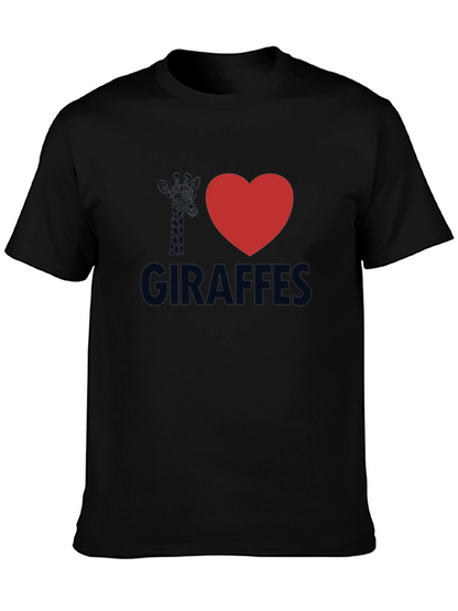 I Heart Giraffes Black Graphic Tee Shirt