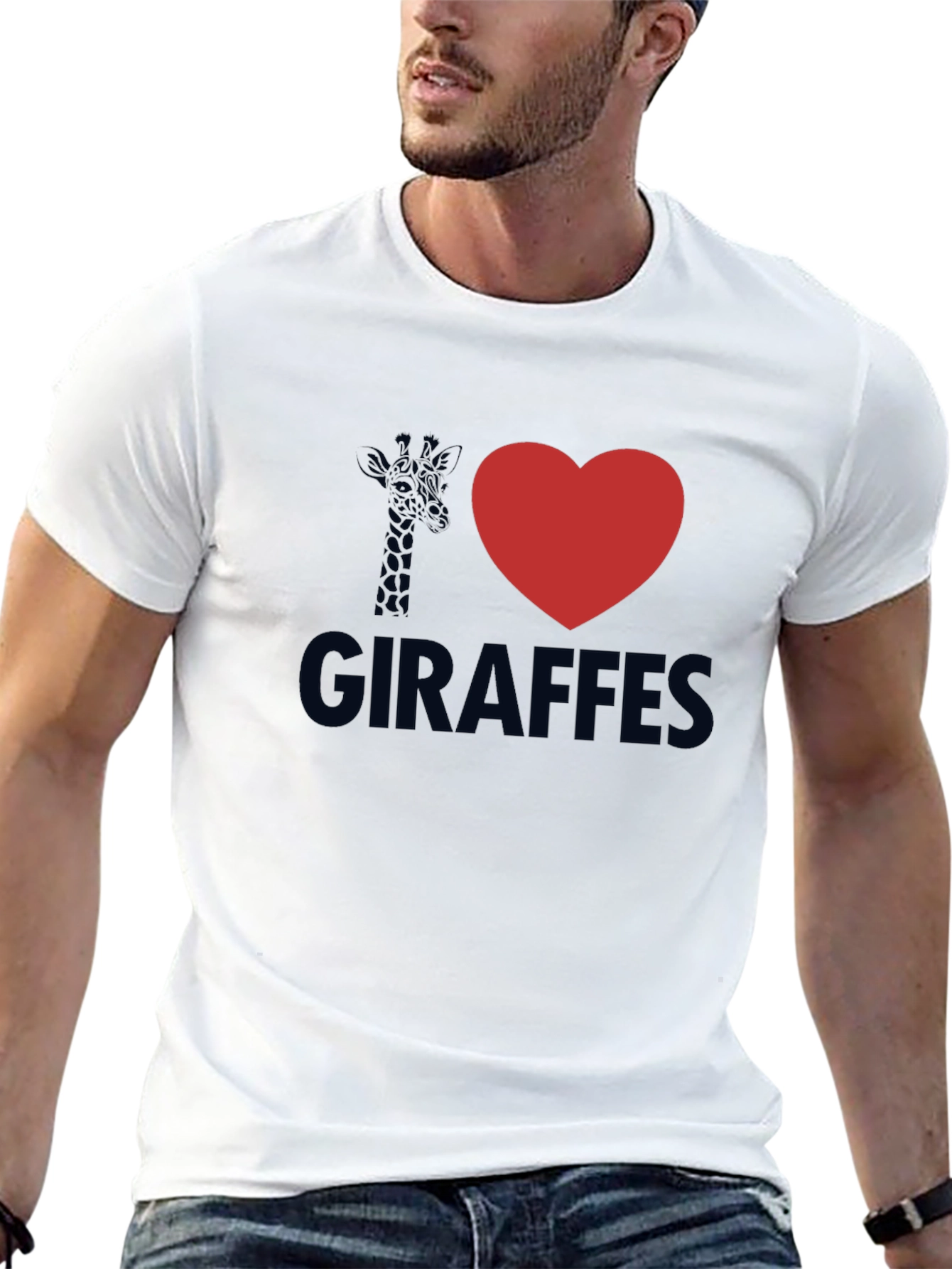 I Heart Giraffes Black Graphic Tee Shirt