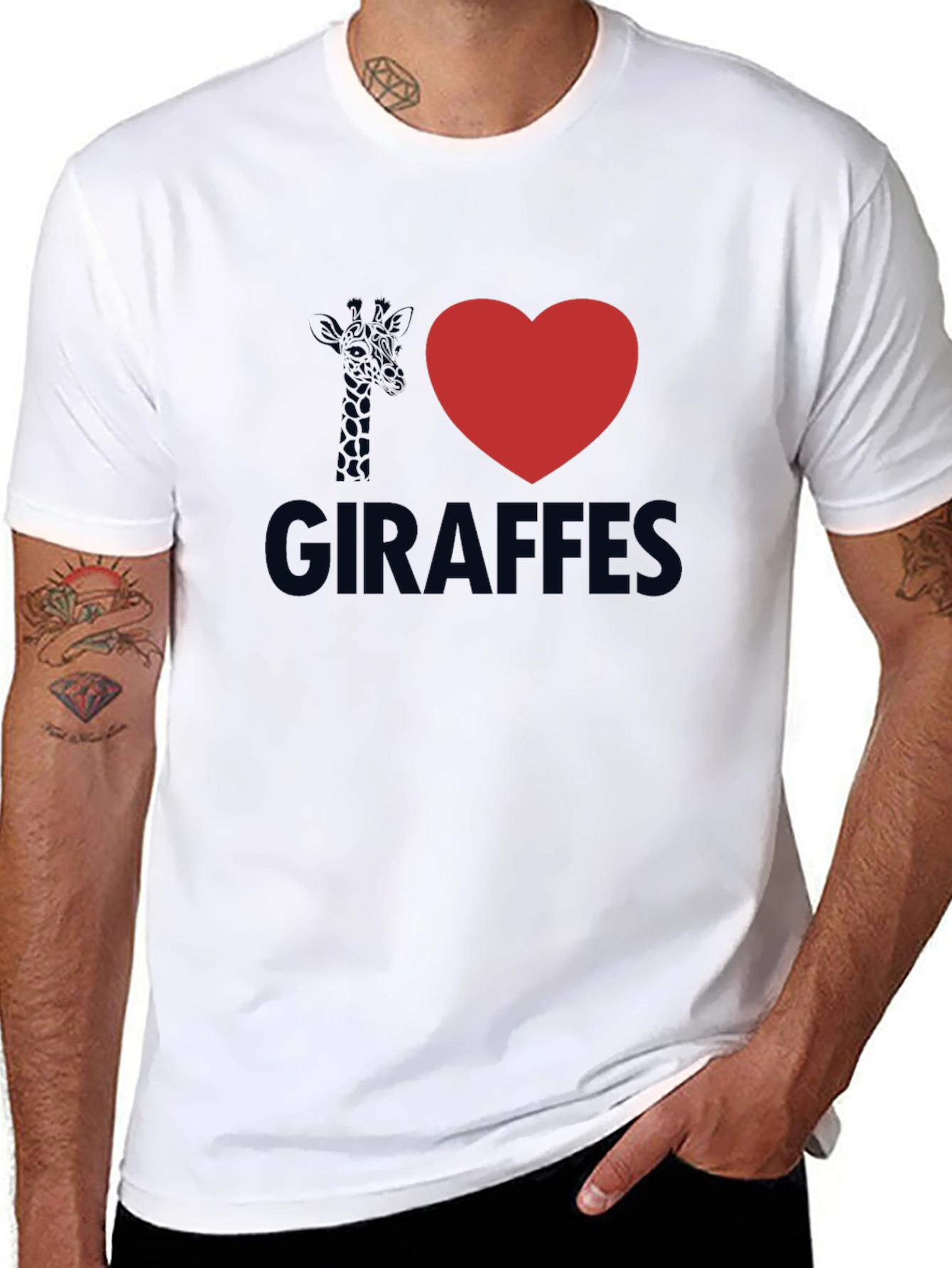 I Heart Giraffes Black Graphic Tee Shirt