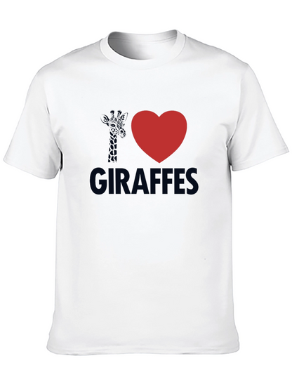 I Heart Giraffes Black Graphic Tee Shirt