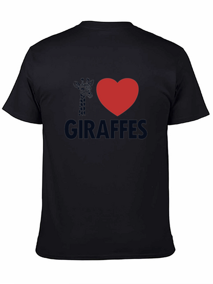 I Heart Giraffes Black Graphic Tee Shirt
