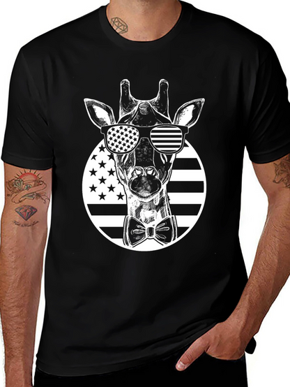 Patriotic Giraffe Graphic Tee - USA Style