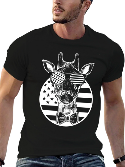 Patriotic Giraffe Graphic Tee - USA Style