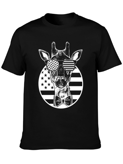 Patriotic Giraffe Graphic Tee - USA Style