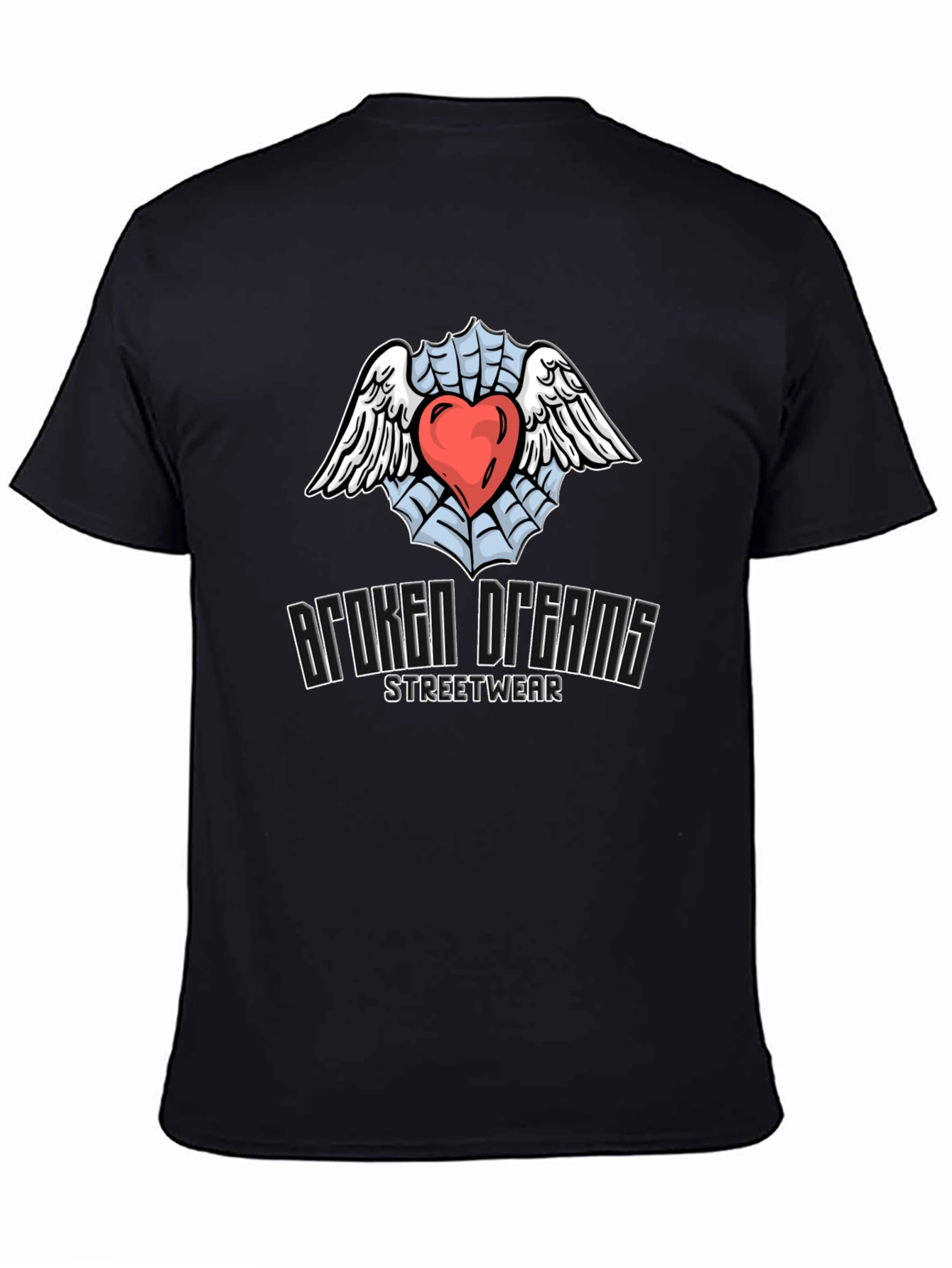 Broken Dreams Streetwear T-Shirt with Heart & Wings Graphic