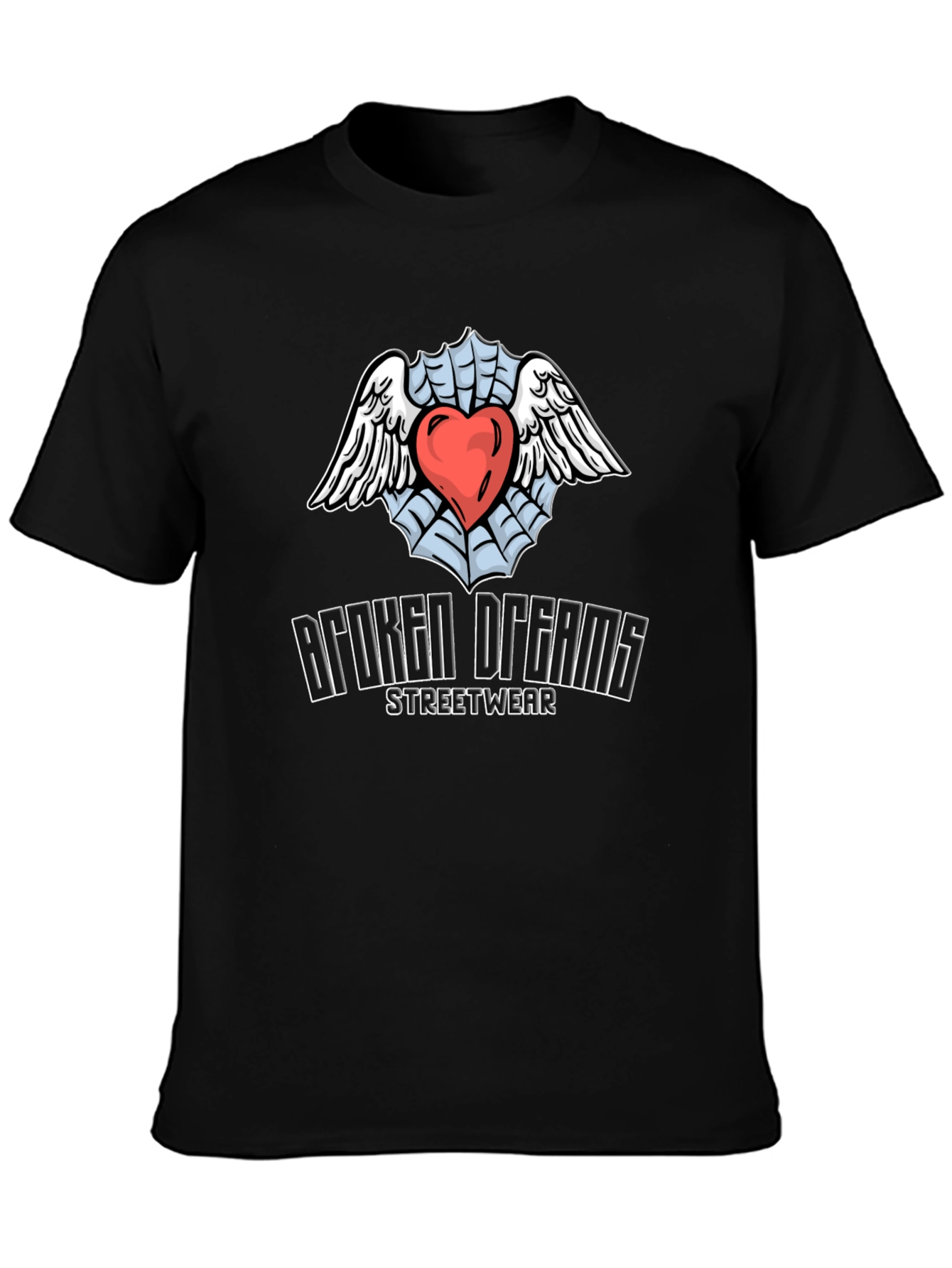Broken Dreams Streetwear T-Shirt with Heart & Wings Graphic
