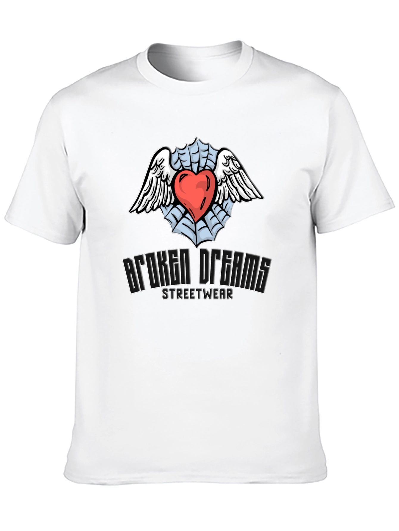 Broken Dreams Streetwear T-Shirt with Heart & Wings Graphic