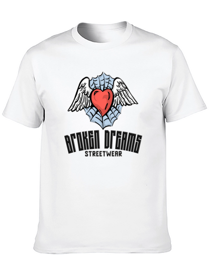 Broken Dreams Streetwear T-Shirt with Heart & Wings Graphic
