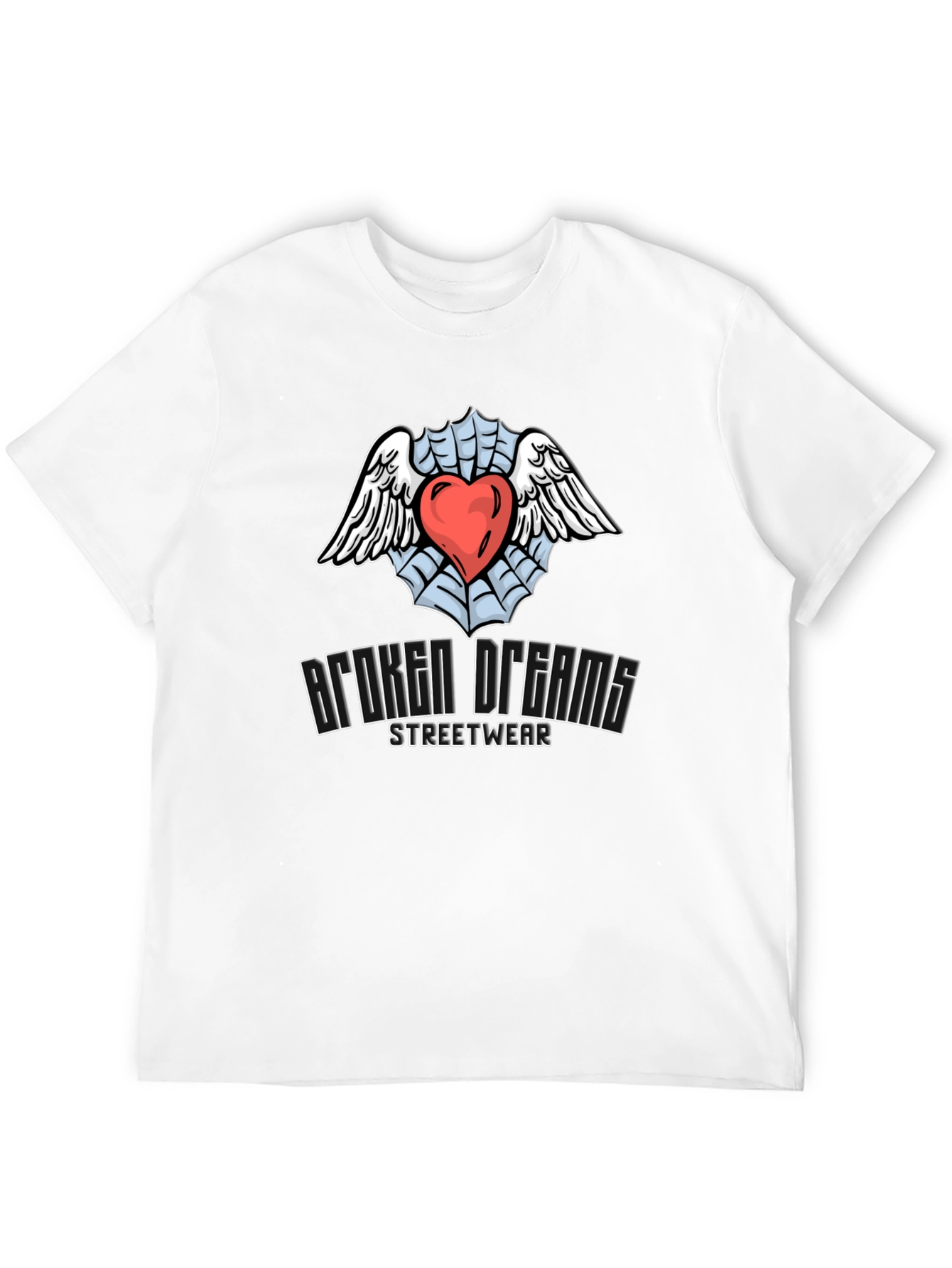 Broken Dreams Streetwear T-Shirt with Heart & Wings Graphic