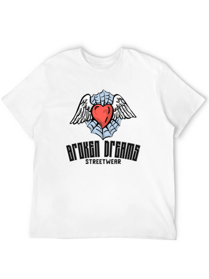 Broken Dreams Streetwear T-Shirt with Heart & Wings Graphic