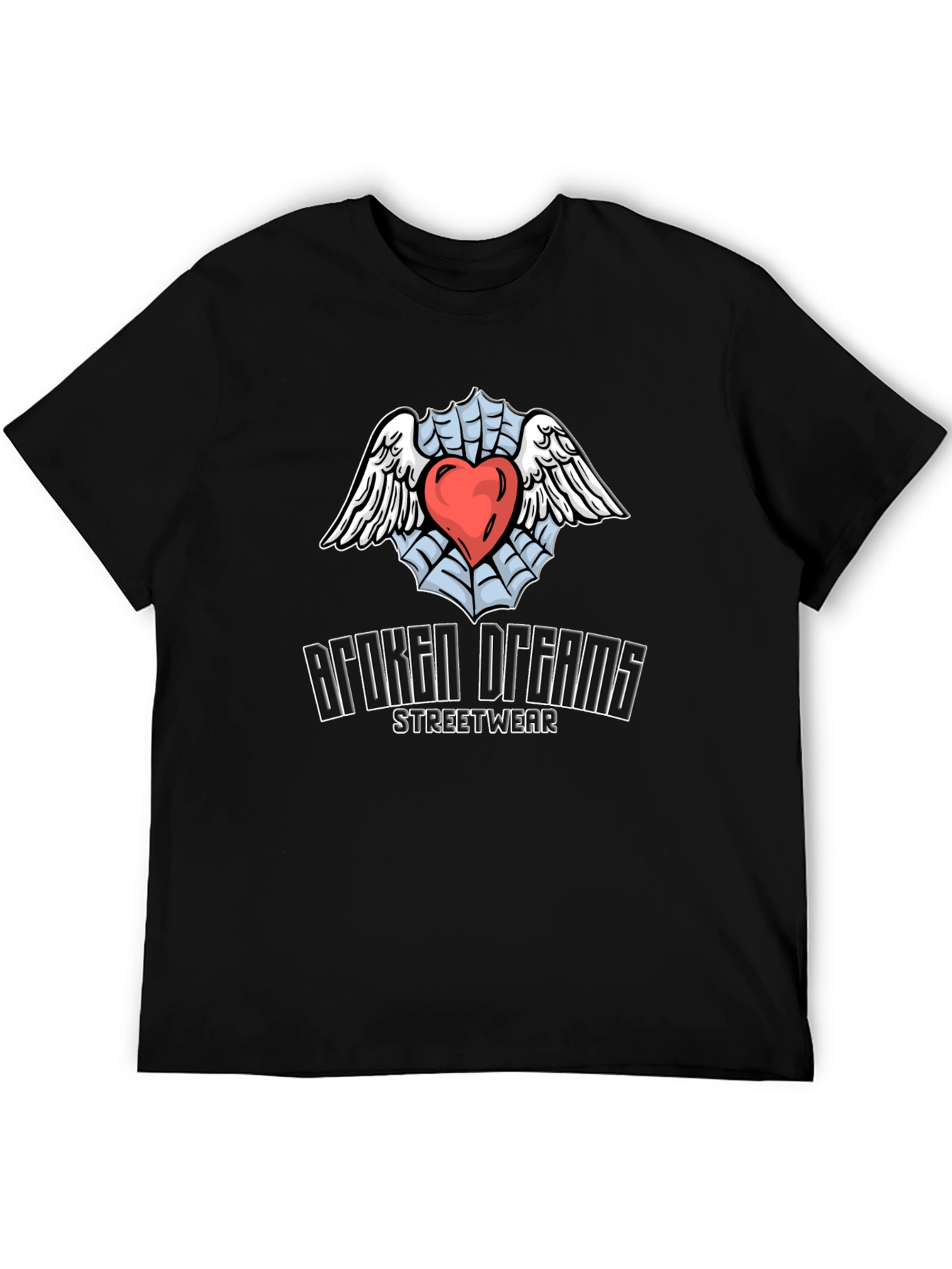 Broken Dreams Streetwear T-Shirt with Heart & Wings Graphic
