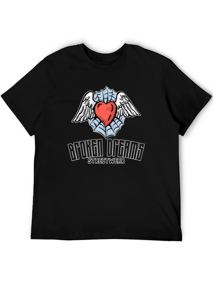 Broken Dreams Streetwear T-Shirt with Heart & Wings Graphic