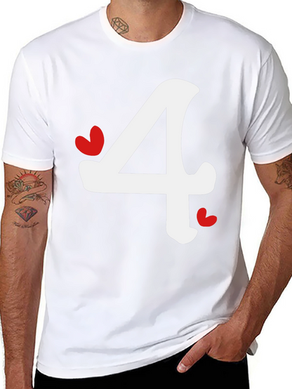 Black T-Shirt with Number 4 Heart Design