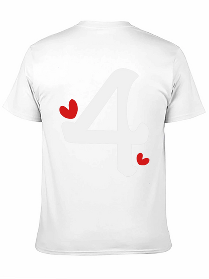Black T-Shirt with Number 4 Heart Design