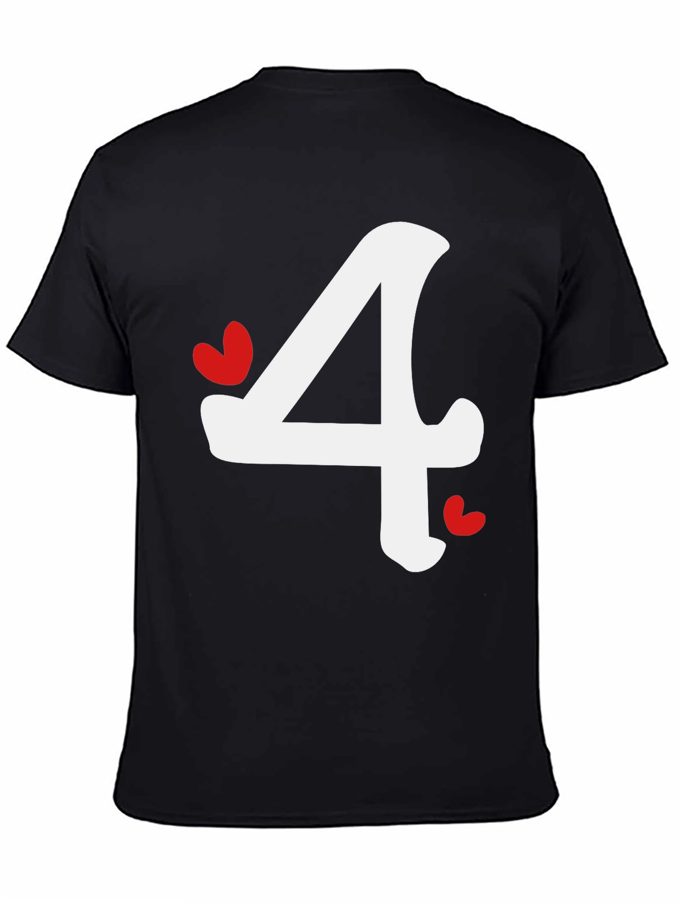 Black T-Shirt with Number 4 Heart Design