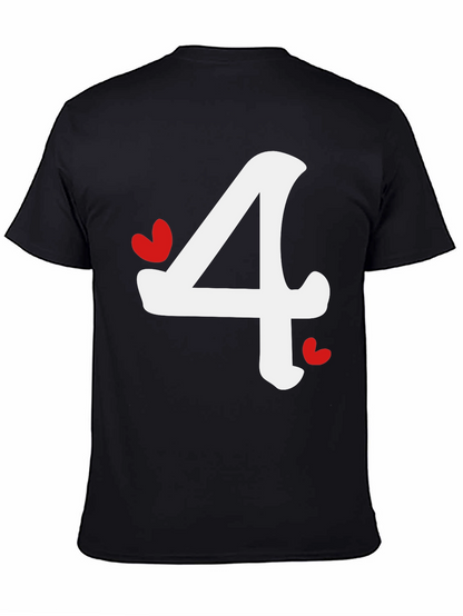 Black T-Shirt with Number 4 Heart Design