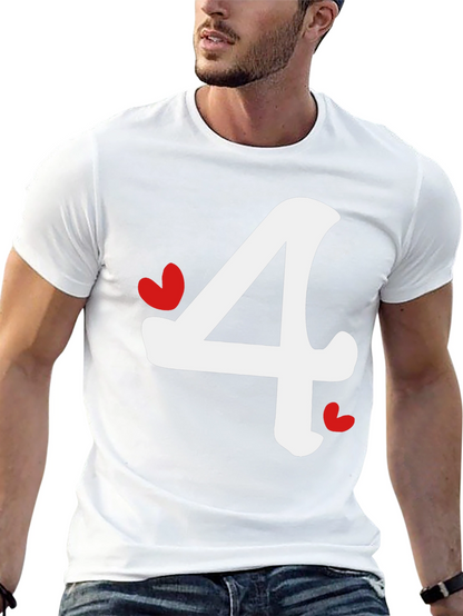 Black T-Shirt with Number 4 Heart Design