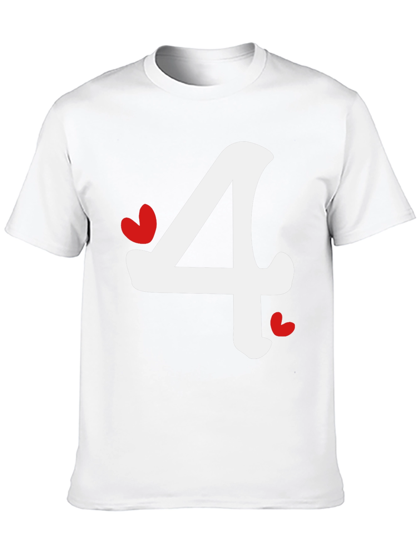 Black T-Shirt with Number 4 Heart Design