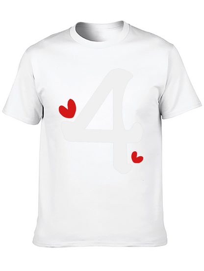 Black T-Shirt with Number 4 Heart Design