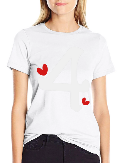 Black T-Shirt with Number 4 Heart Design
