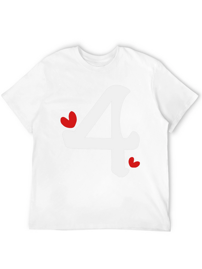 Black T-Shirt with Number 4 Heart Design