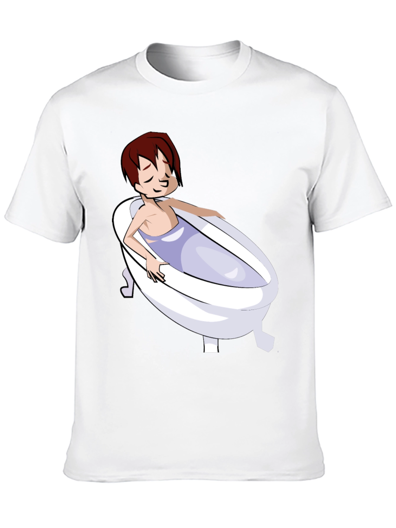 Cartoon Character in Bathtub Graphic Tee - Black