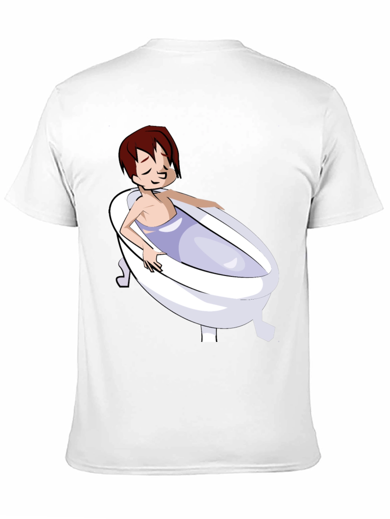 Cartoon Character in Bathtub Graphic Tee - Black