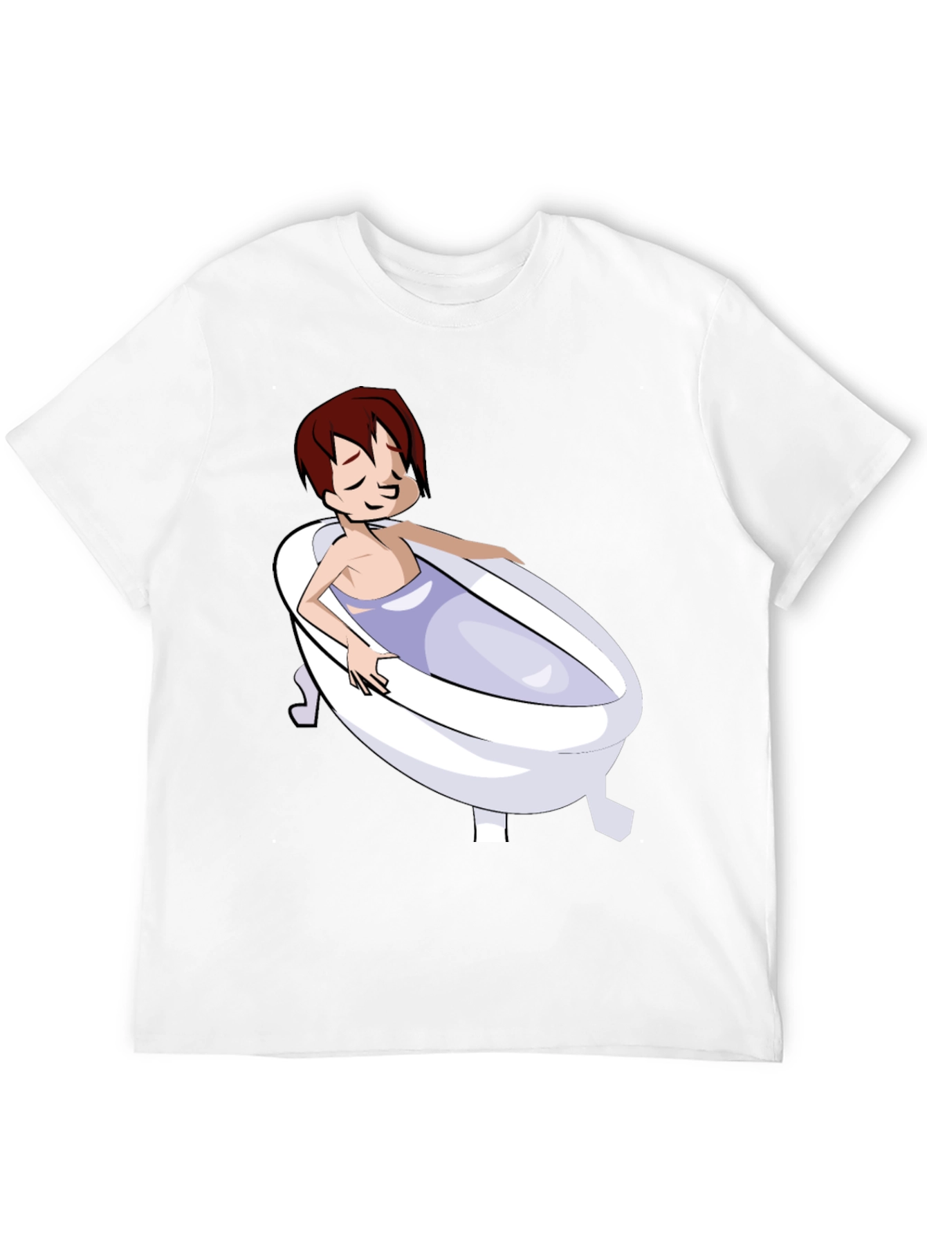 Cartoon Character in Bathtub Graphic Tee - Black