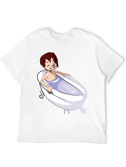 Cartoon Character in Bathtub Graphic Tee - Black